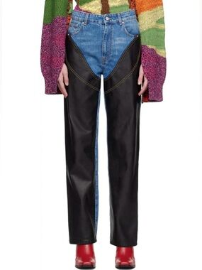 Vintage Pioneer Wear Golden Collevtion Hybrid Denim w Black Leather Pants